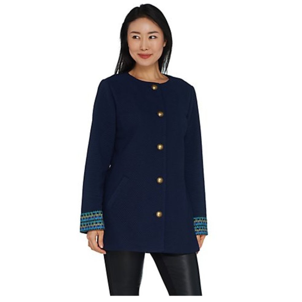 GRAVER Susan Graver Rib Knit Jacket with Cuff Deta
